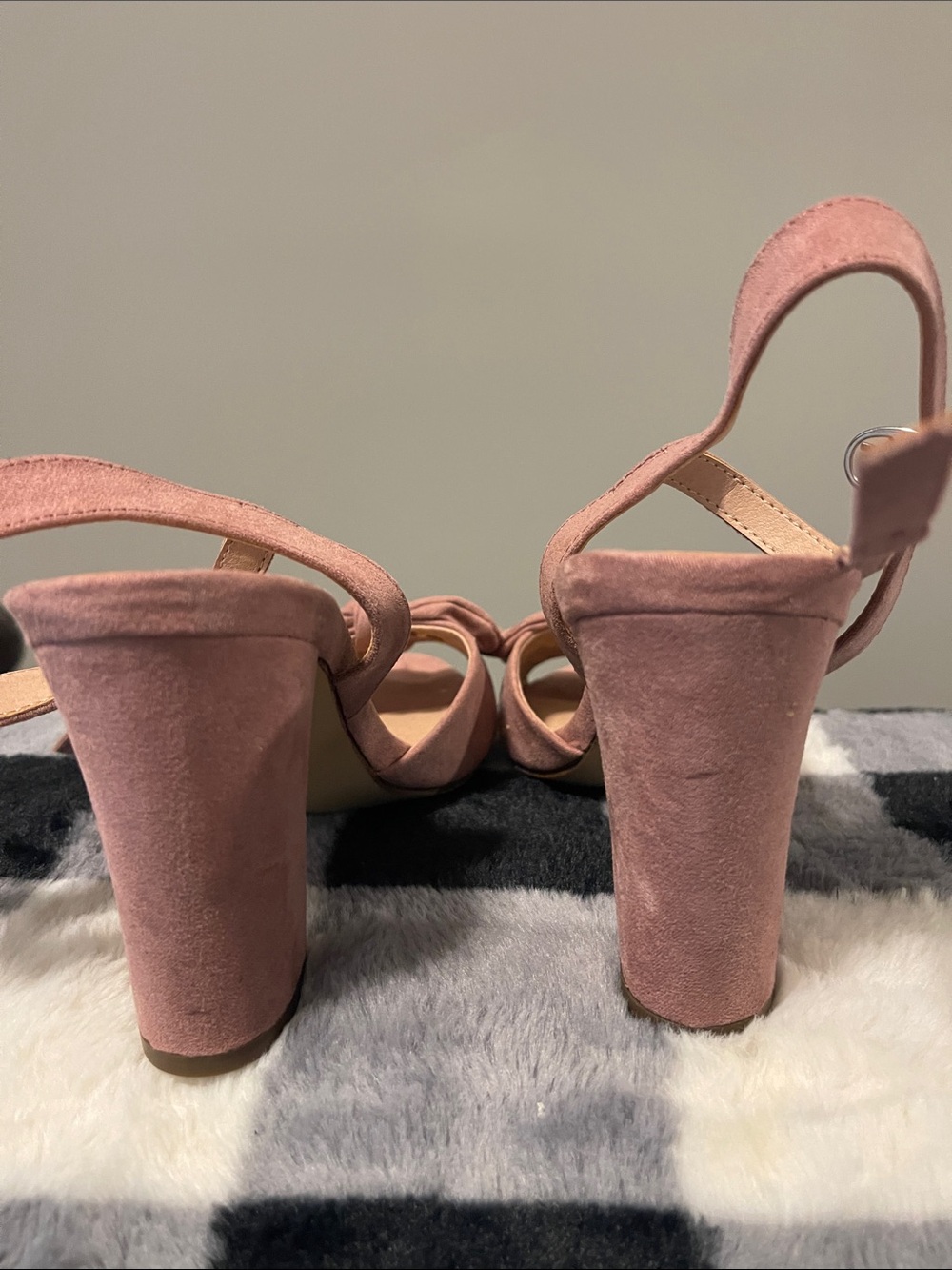 Madden Girl Dusty Rose Suede Knot Block Heel Sandals - Picture 5 of 5